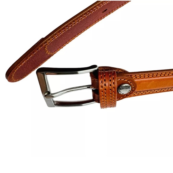 Valentino Vip Mens Belt Brown Leather Made in Italy 36 - Picture 4 of 8